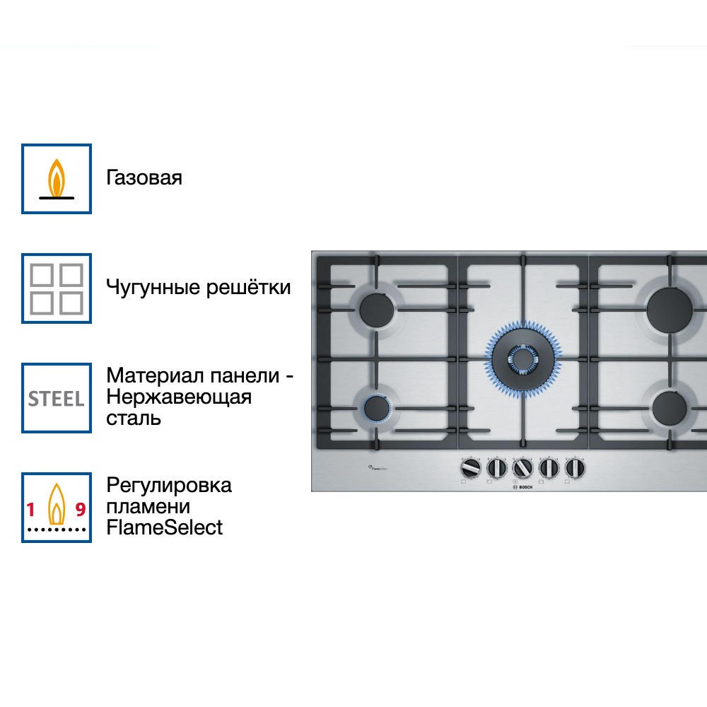 Газовая варочная панель Bosch PCR9A5B90M
