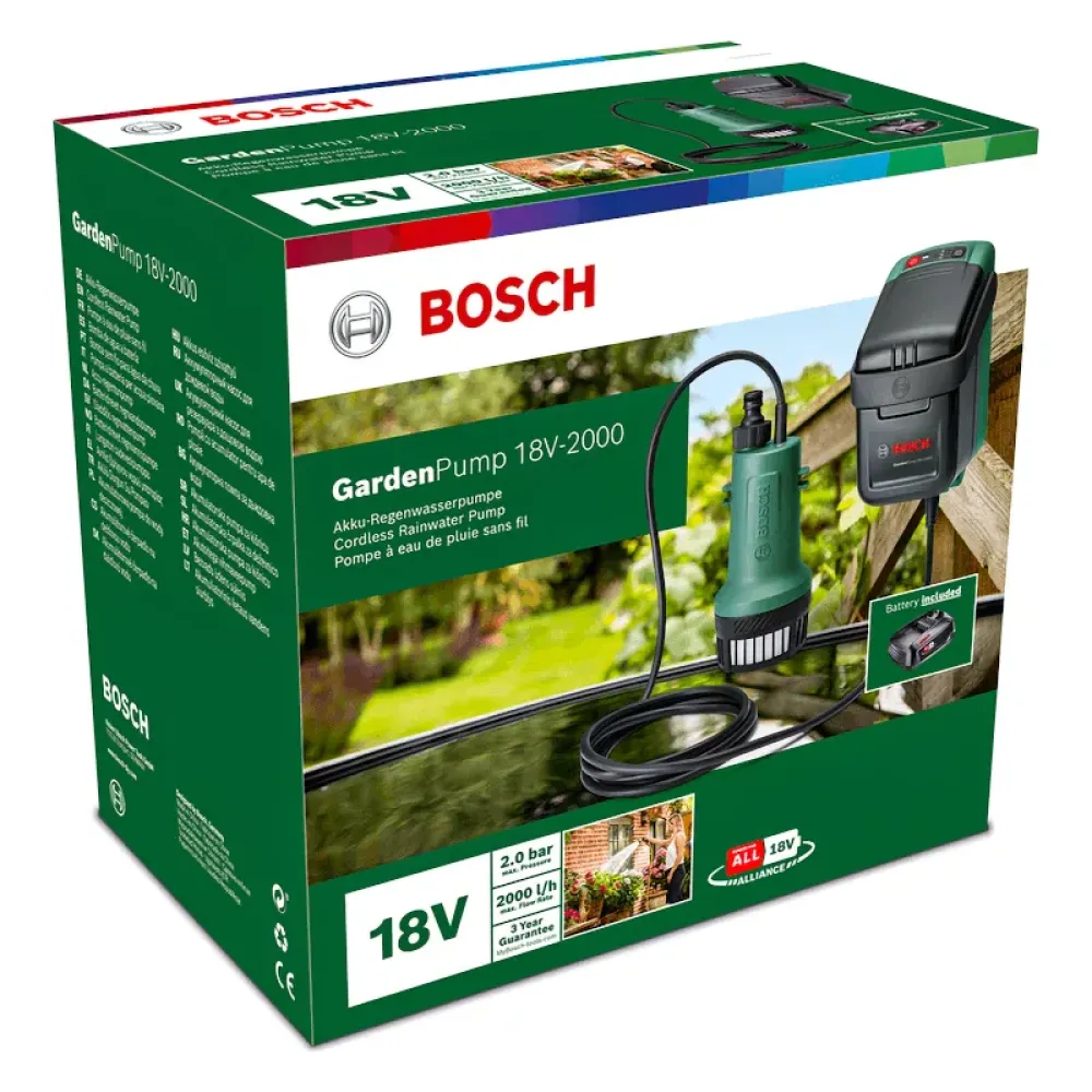 Bosch GardenPump 18V-2000 аккумуляторный насос (1 x 2.5 Ач, ЗУ), 06008C4202