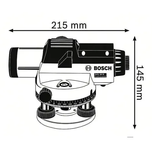 Bosch GOL 20 D Professional оптический нивелир со штативом BT 160 и рейкой GR 500, 0601068402